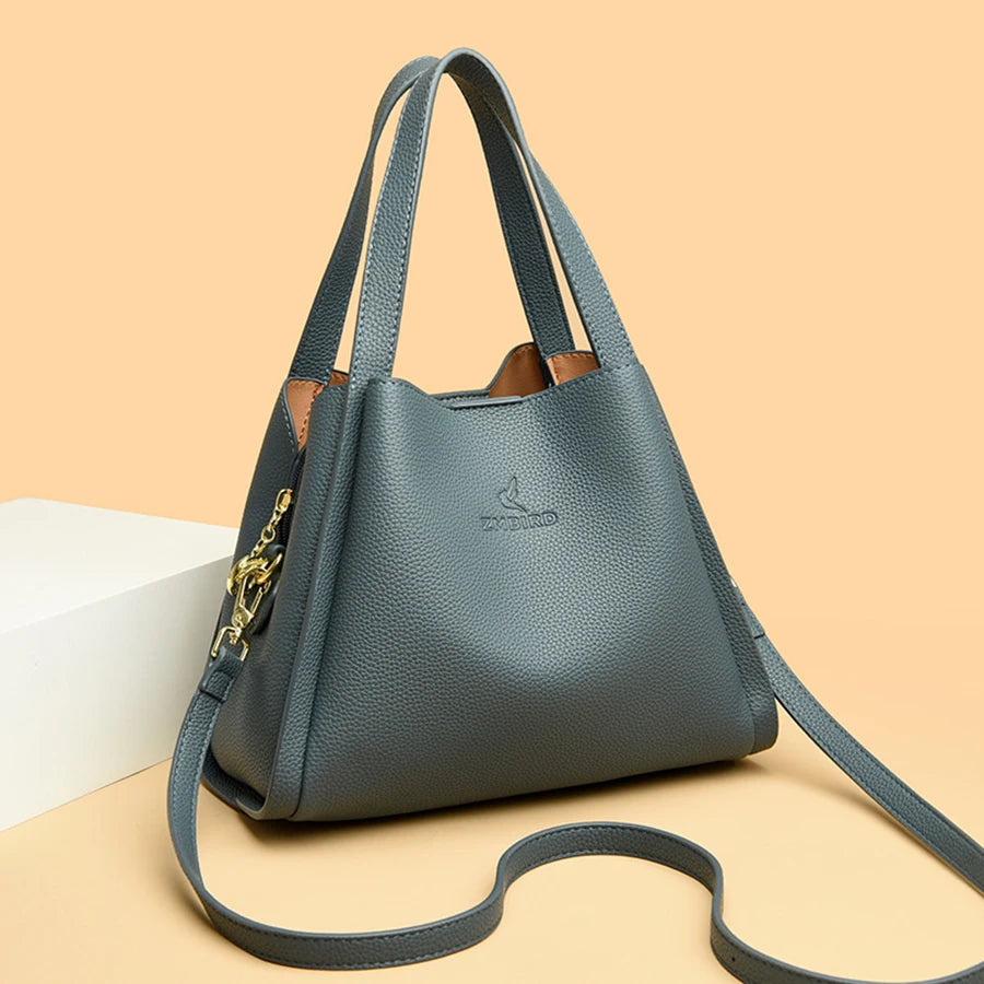 Soft PU Leather Tote Bag - Large Capacity Women's Shoulder Handbag