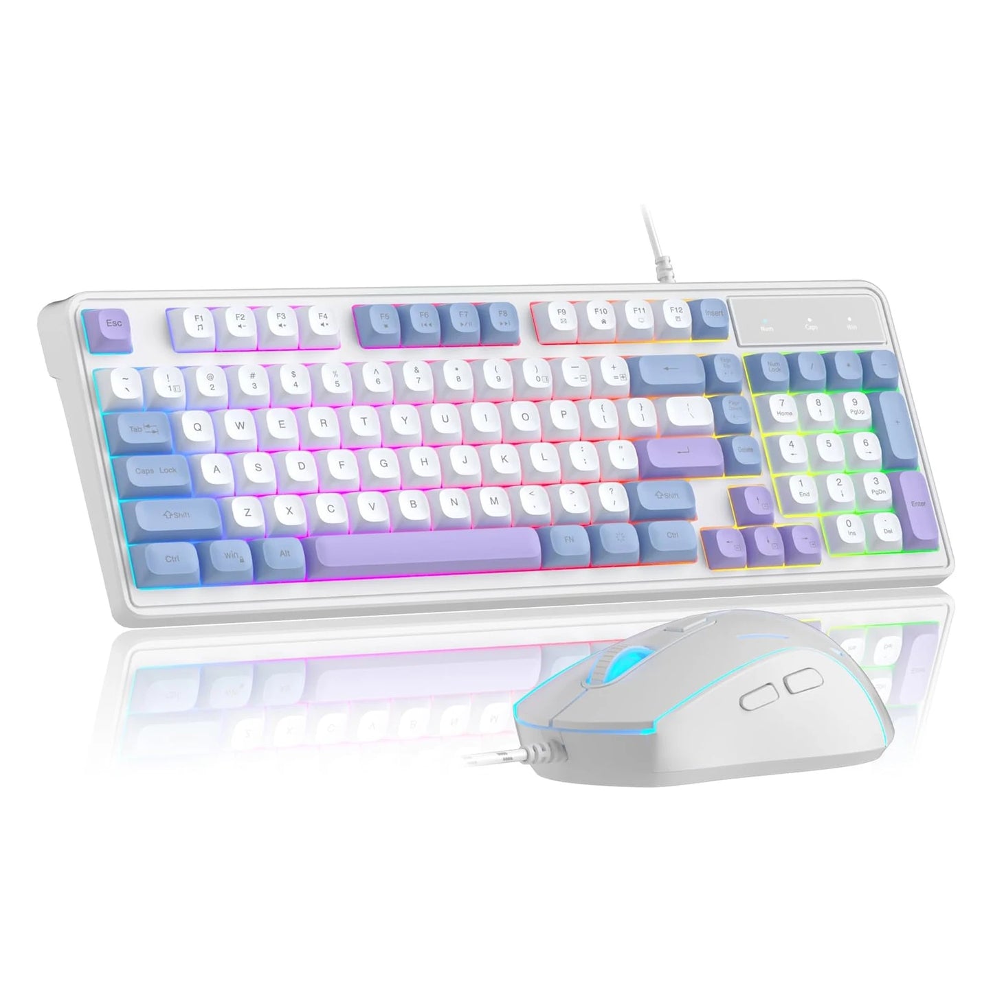 MageGee Creamy Wired Gaming Keyboard & Mouse Combo – 7-Color Rainbow Backlight, Classic Layout