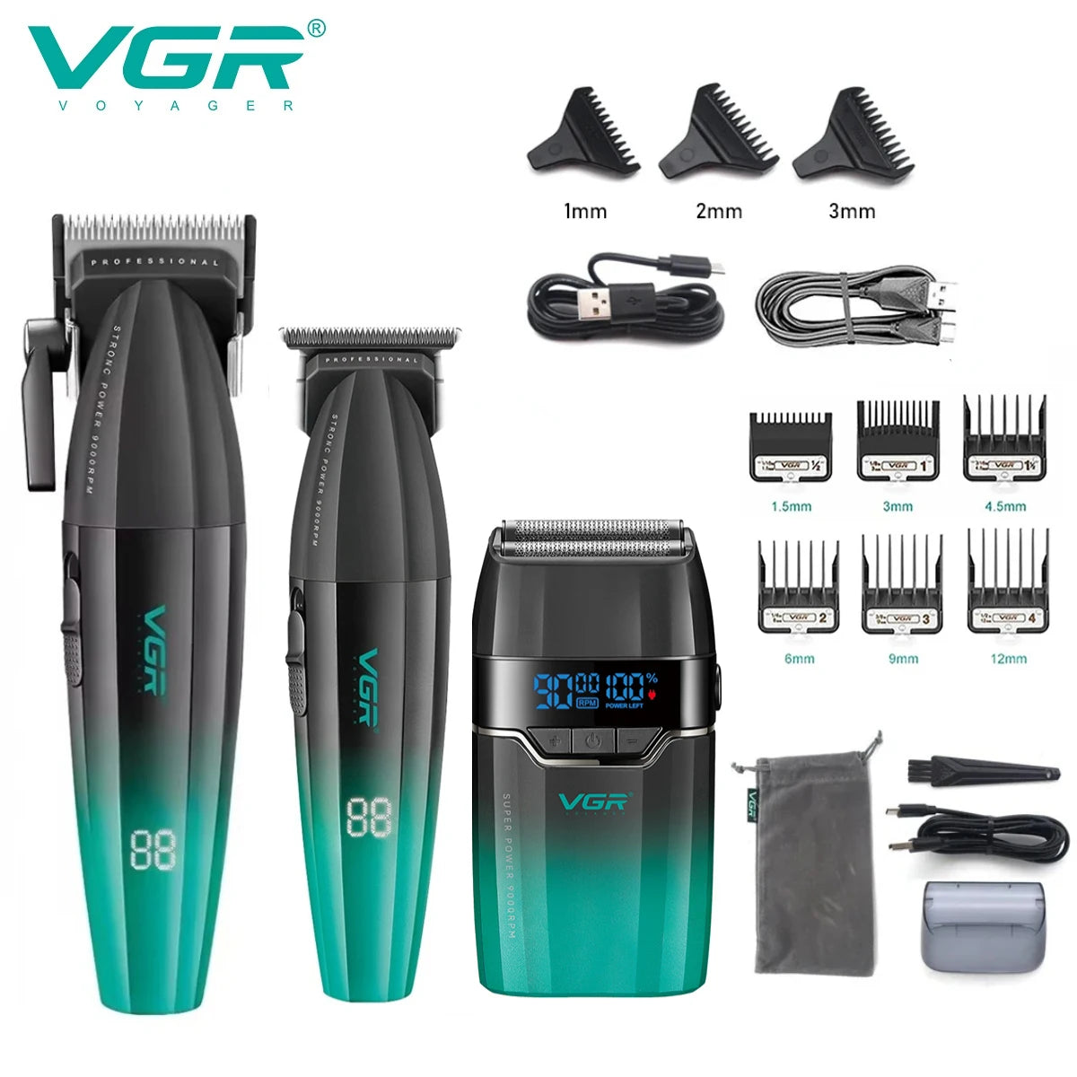 VGR Professional Hair Clipper | V-003 V-906 V-308 | Metal Body | Barber & Beard Trimmer