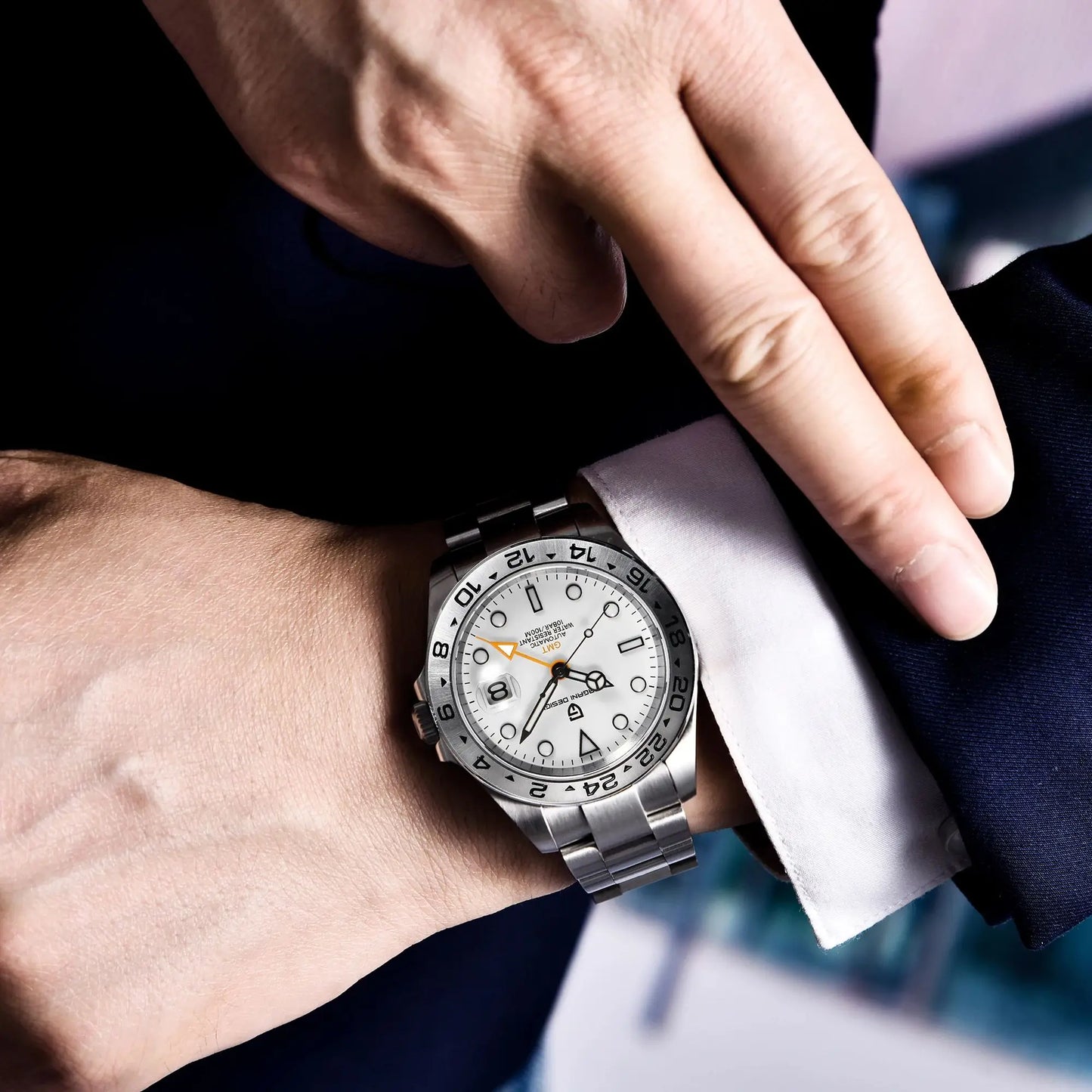 PAGANI DESIGN PD1682 GMT Automatic Watch – 42mm Sapphire Crystal, Stainless Steel, 100M Water Resistant