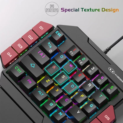 MageGee One-Handed Mini Mechanical Gaming Keyboard – 35 Keys, Hot-Swappable, Backlit, Wired for PC　Laptop　Desktop