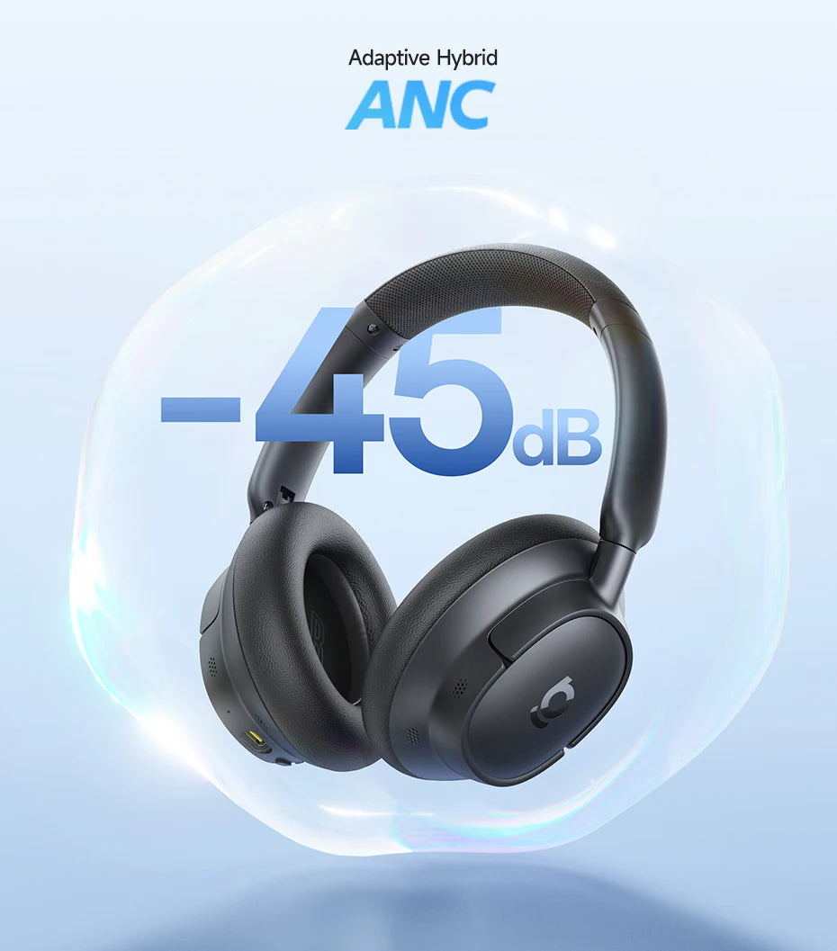 Baseus EH10 NC ANC Wireless Headphones – 45dB Hybrid Noise Cancelling, LDAC, Bluetooth 6.0, 80Hrs