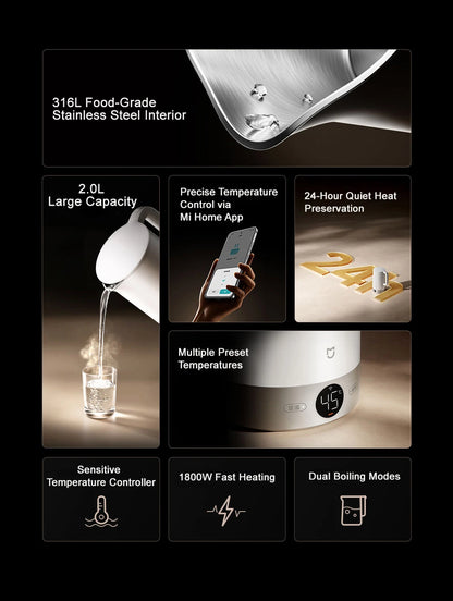 Xiaomi MIJIA Electric Kettle 3 Pro – 2L, 4 Temperature Settings, 24H Heat Preservation | 220V | EU/UK/AU