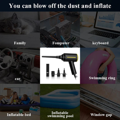 Electric Air Duster & Air Pump 2-in-1 – Compressed Air Cleaner for PC, Laptop, Keyboard + Inflate Swimming Rings