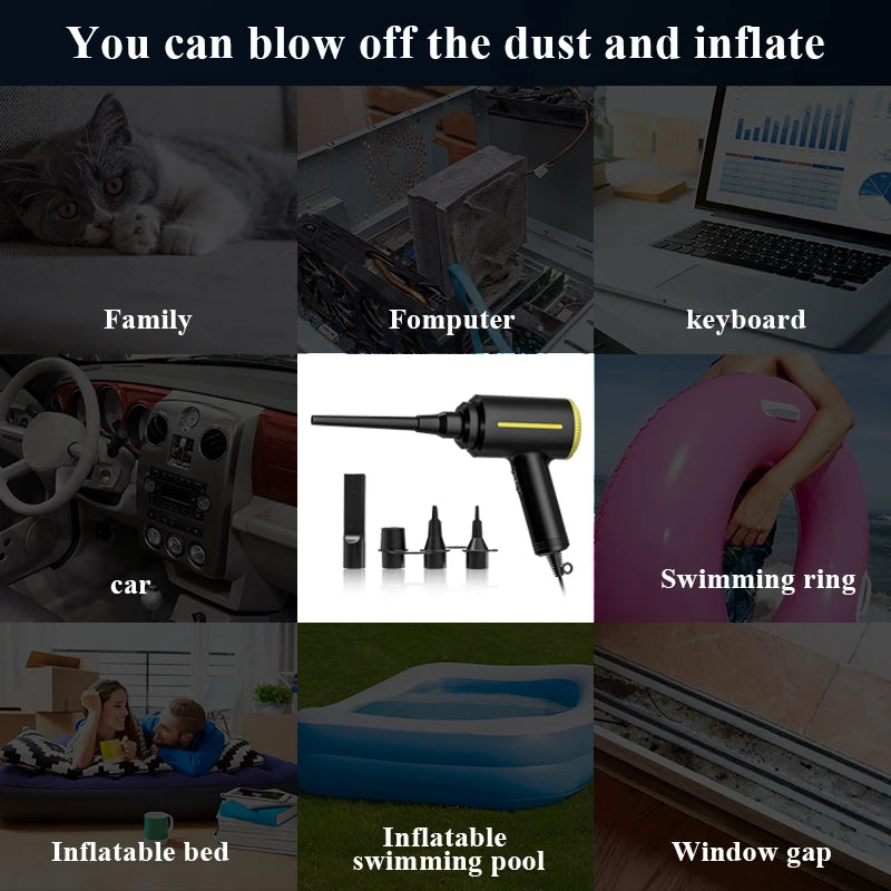 500W Electric Air Duster & Air Pump 2-in-1 — Compressed Air Cleaner for PC, Laptop, Keyboard