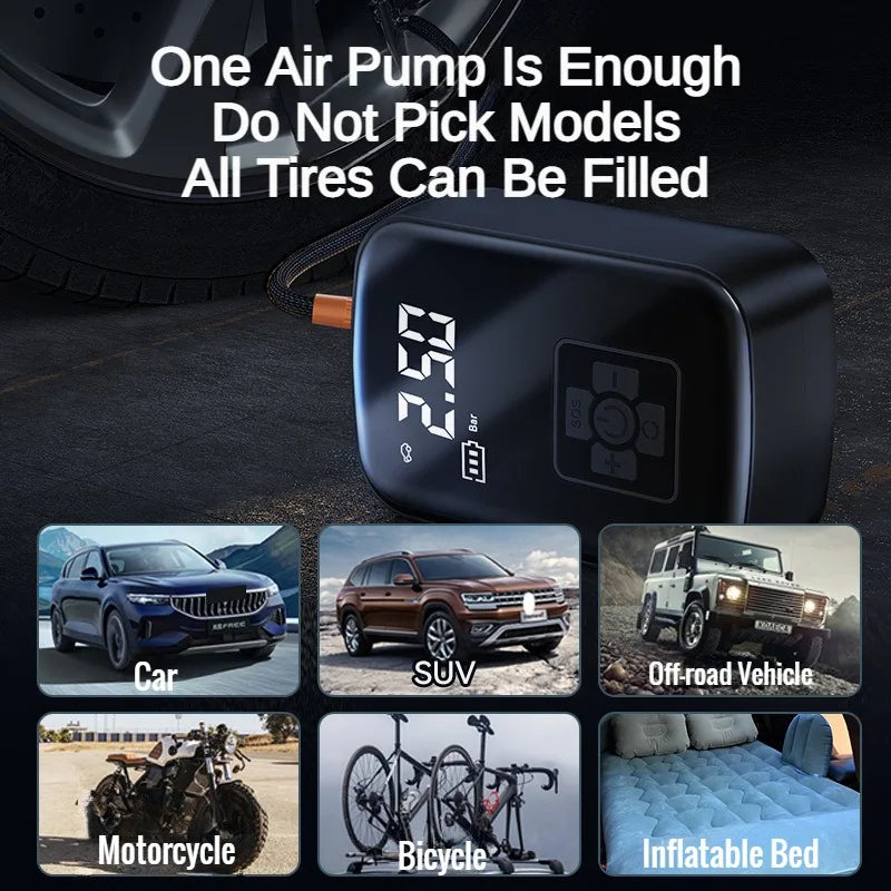 Portable Wireless Tire Inflator | 12V 150PSI Electric Air Pump for Car, Motorcycle, Bicycle & Ball