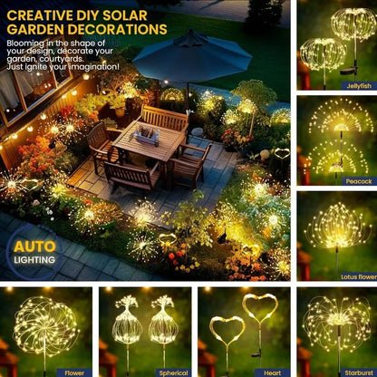 Solar Fireworks Fairy Lights – LED Dandelion Globe String Lights for Garden & Lawn