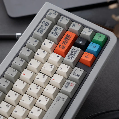 Retro Gray PBT Keycaps 140+ Keys – Cherry Profile, Five-Sided Dye-Sub, 64/87/98/108