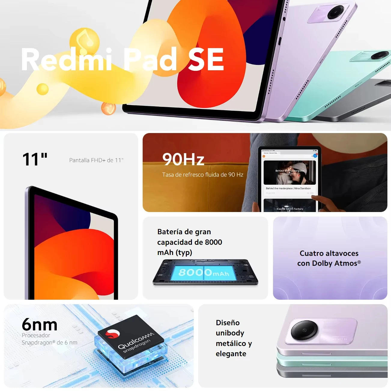 Xiaomi Redmi Pad SE 11" – 8GB+256GB, Snapdragon, WiFi, MIUI for Pad, EEA Version