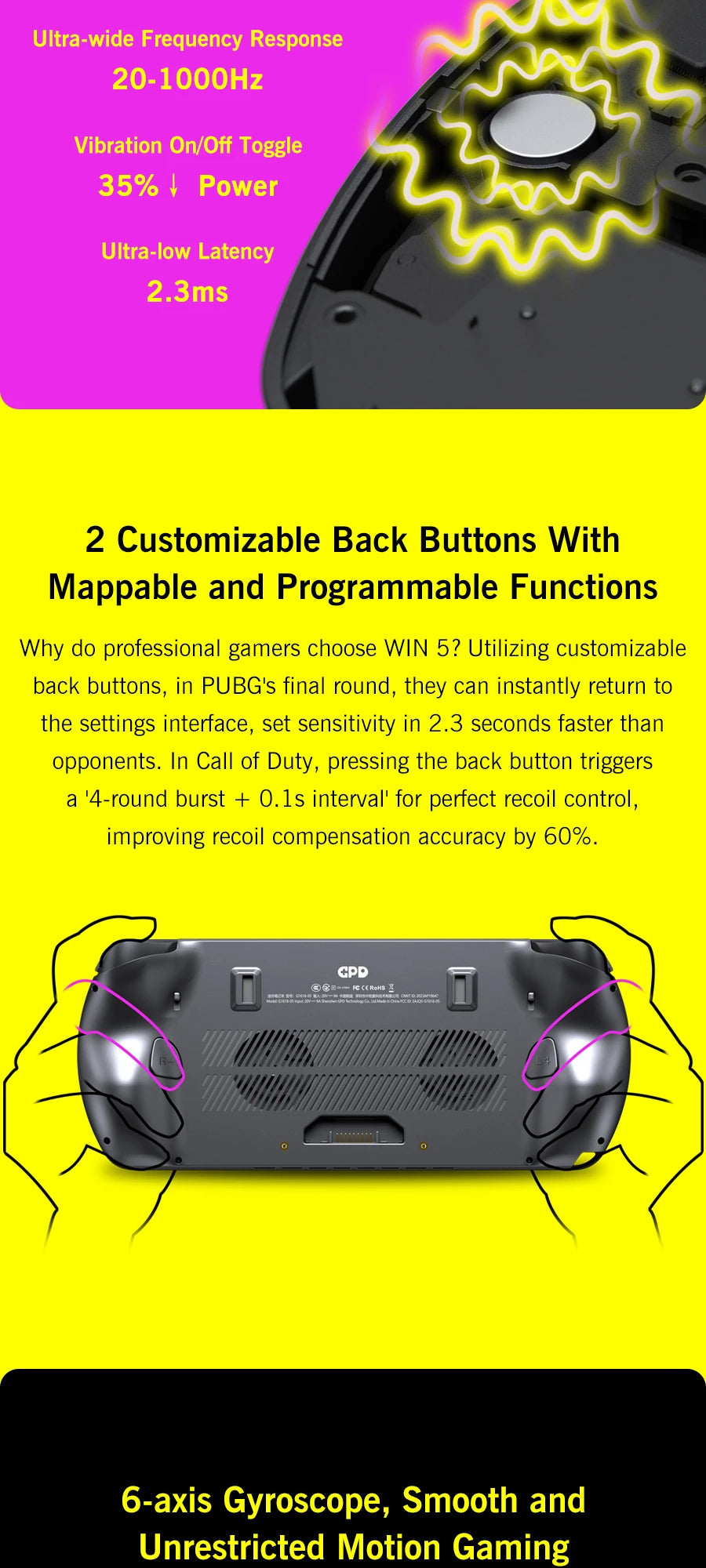 GPD WIN 5 Handheld Gaming PC – AMD Ryzen AI, 7" OLED 120Hz, 32/64GB DDR5, up to 2TB SSD, Windows 11
