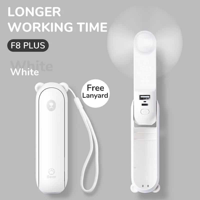 JISULIFE Portable Handheld Fan with Power Bank & Flashlight