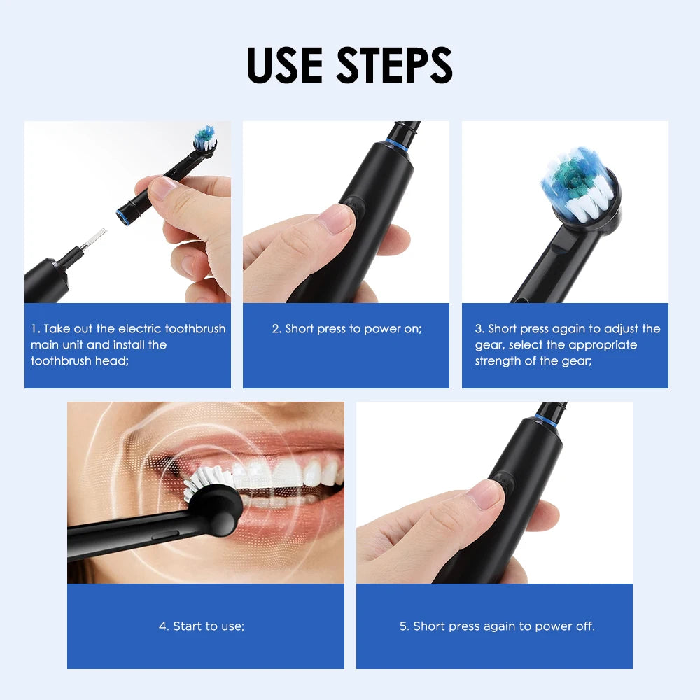 Sonic Rechargeable Electric Toothbrush – 5 Modes, 4 Brush Heads, Waterproof