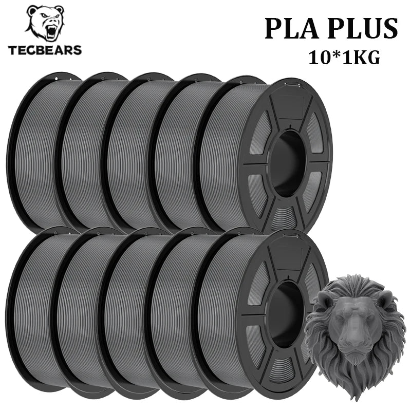 TECBEARS PLA+ Filament – 10KG Bundle, 1.75mm, Multi-Color, High Toughness, No Bubbles for FDM Printers