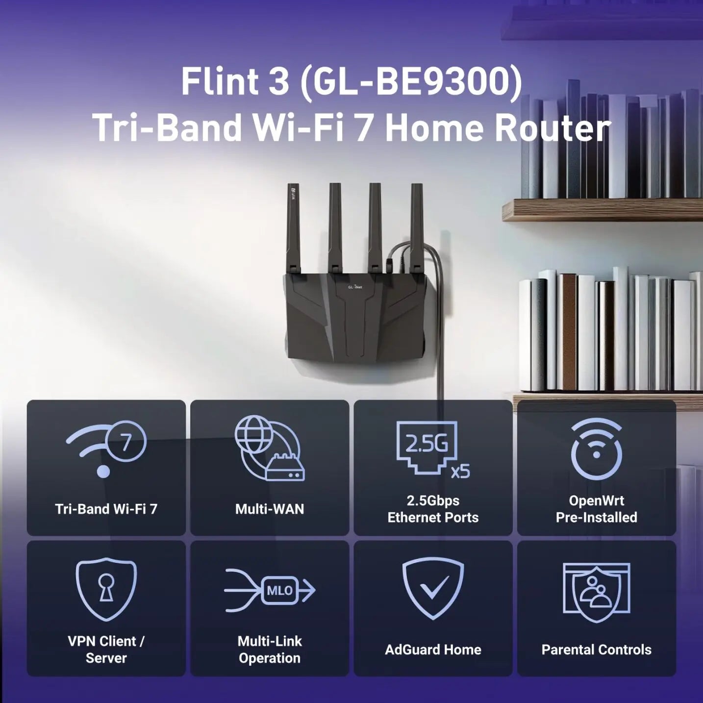 GL.iNet GL-BE9300 Flint 3 – Tri-Band WiFi 7 Router