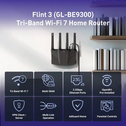 GL.iNet GL-BE9300 Flint 3 – Tri-Band WiFi 7 Router