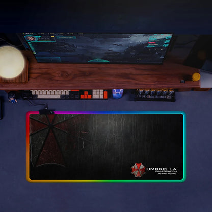 RGB LED Gaming Mouse Pad – Resident Evil Design, Glowing Rubber Mousepad for PC Gamer