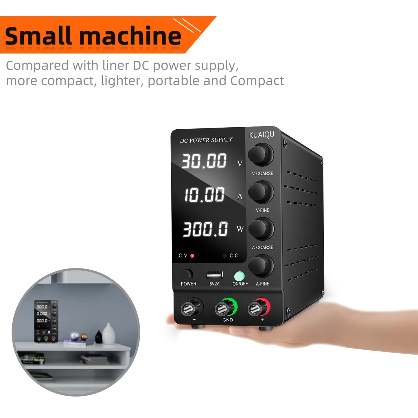 KUAIQU Adjustable DC Lab Bench Power Supply (30V–120V)