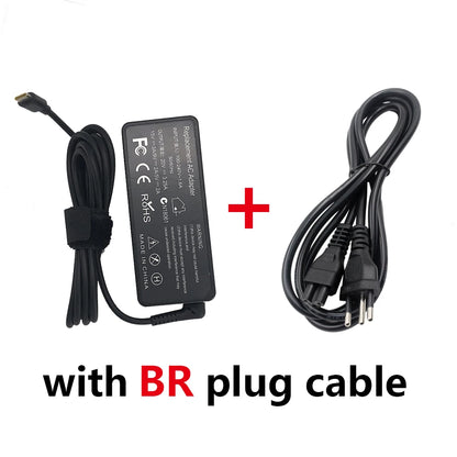 LZUMWS 65W USB-C Power Adapter for Lenovo ThinkPad – 20V 3.25A, CE/FCC/RoHS, EU/UK/US/AU/BR Plug