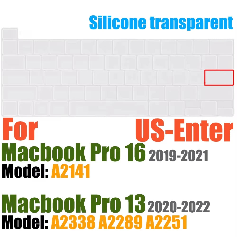 Silicone Keyboard Protector Cover for MacBook Air & Pro – A1369 A1466 A2179 A2337 A2251 A2289 A2338 A2681 | US Layout