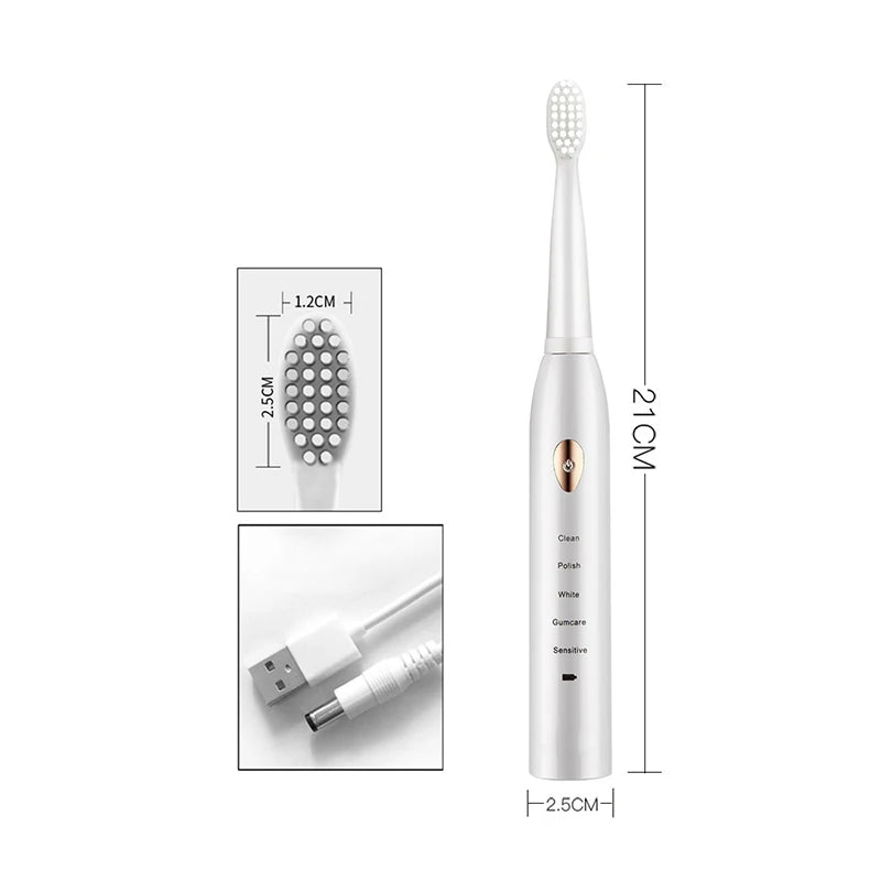 Rechargeable R.E.D. electric toothbrush with 5 modes, waterproof design, and 30-day battery life for personal oral care.