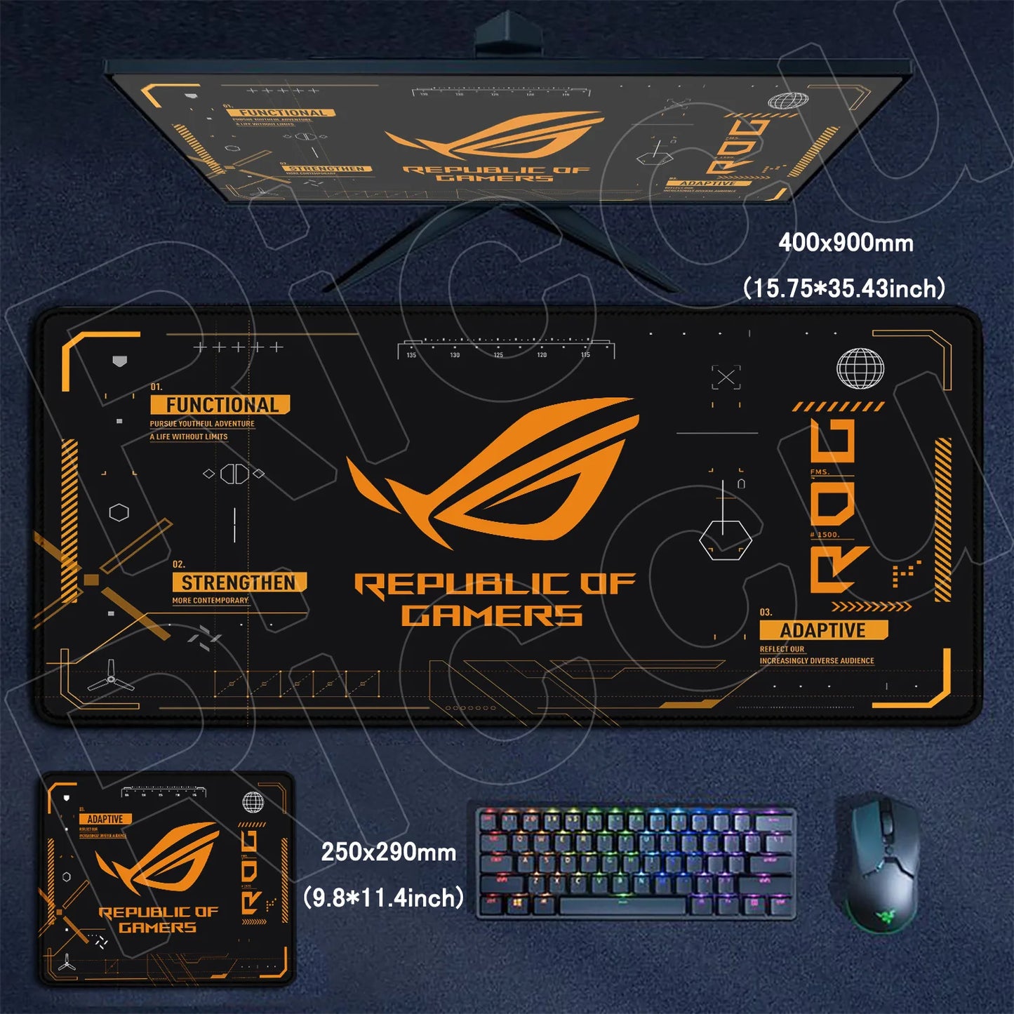 Black Anime XXL Gaming Mouse Pad – Lock Edge, HD Print, Anti-Slip Desk Mat, Multiple Sizes