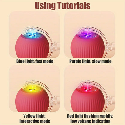 Rechargeable Smart Rolling Ball Toy for Cats & Dogs with Faux Tail