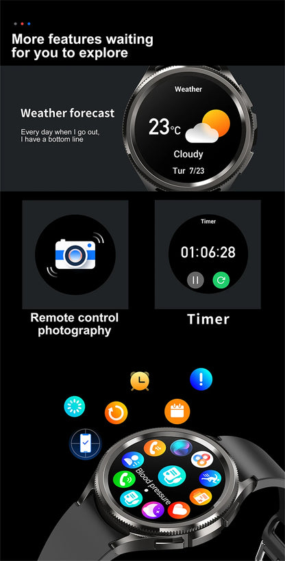 2025 Smart Watch 6 – AMOLED HD Screen, 100+ Sport Modes, IP68 Waterproof, Android & iOS