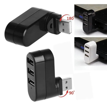 Mini Rotatable USB 2.0 Hub – 3-Port Splitter for PC, Laptop & U Disk