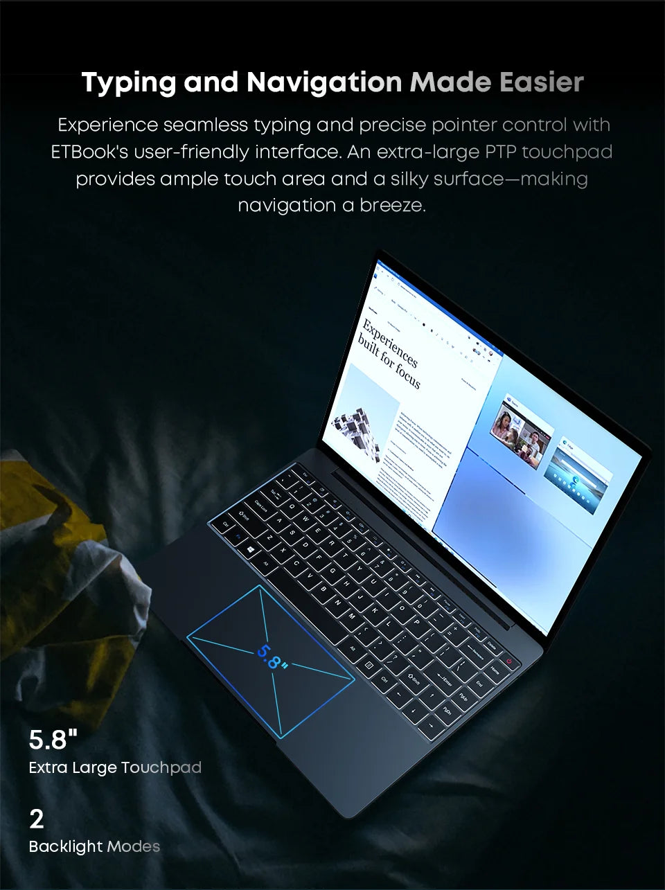 Acer ETBook 14" 2K Laptop Intel Core i3-1220P 16GB RAM 512GB SSD WiFi 6 Windows 11