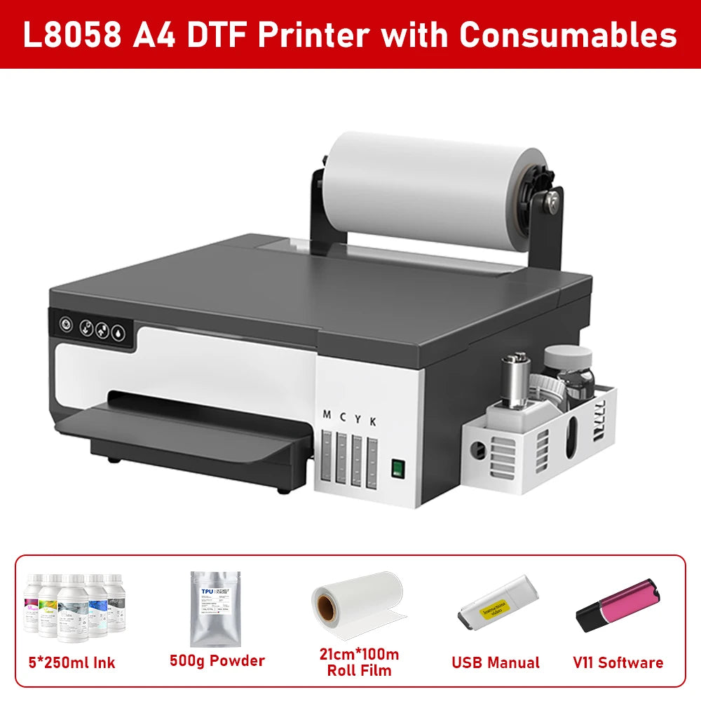 A4/A3 DTF Printer with DTF Oven – XP600, Direct to Film for T-Shirts & Clothes