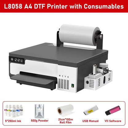 A4/A3 DTF Printer with DTF Oven – XP600, Direct to Film for T-Shirts & Clothes