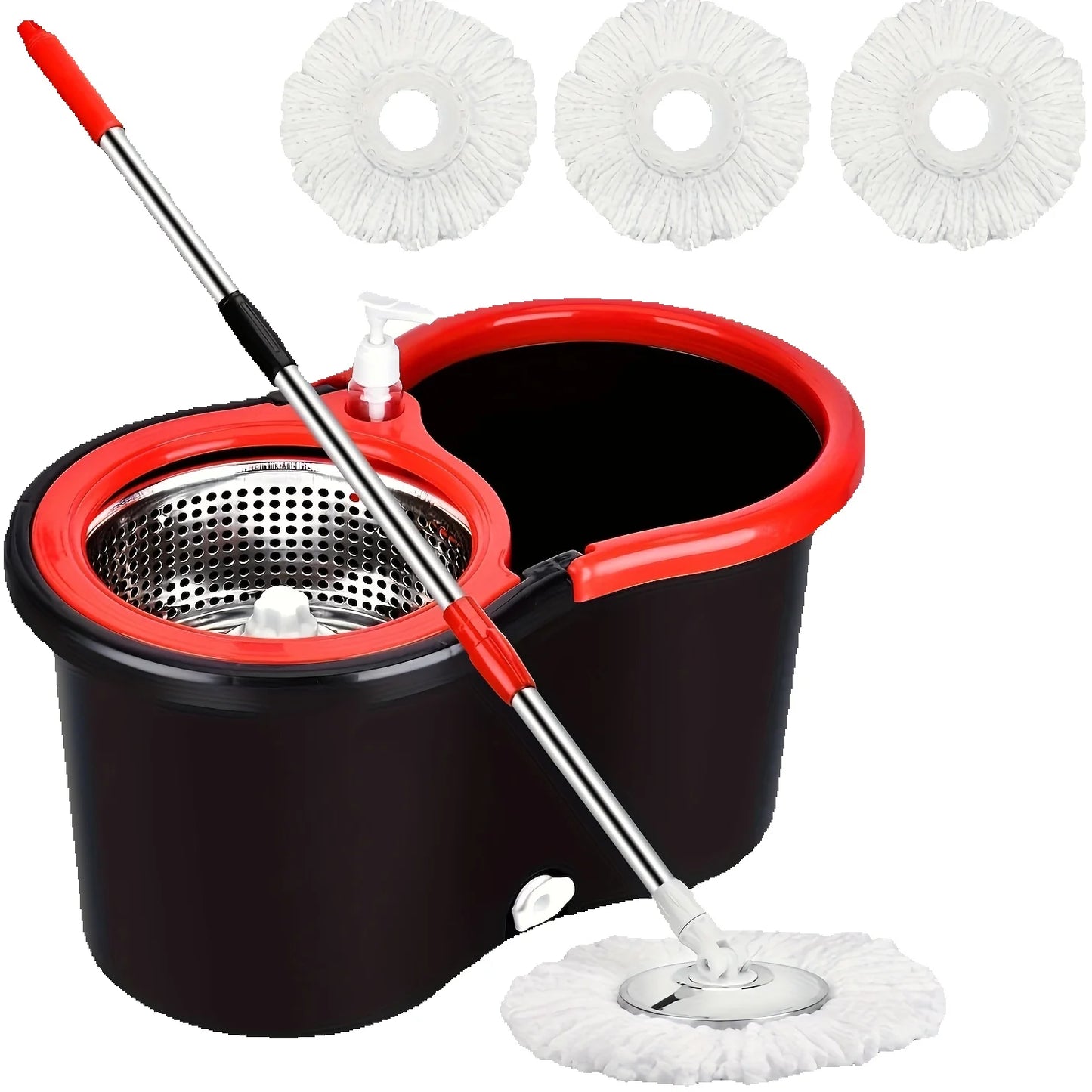 Heavy-Duty Spin Mop & Bucket System – 360° Rotating Floor Cleaner with Adjustable Handle & 3 Mop Heads