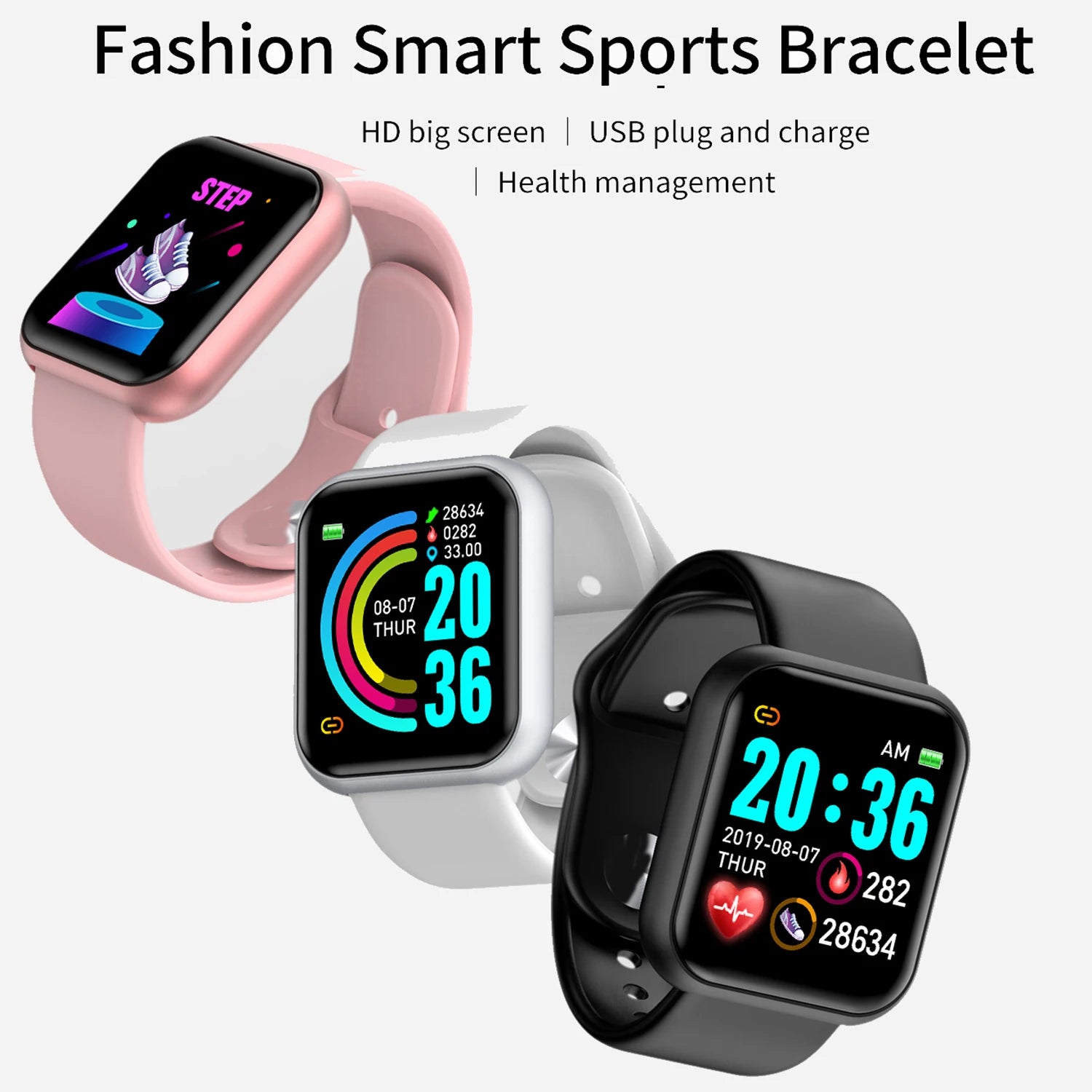 R.E.D. Sports Smartwatch for women and men with fitness tracking, sleep monitor, music control, alarm, and connected features.