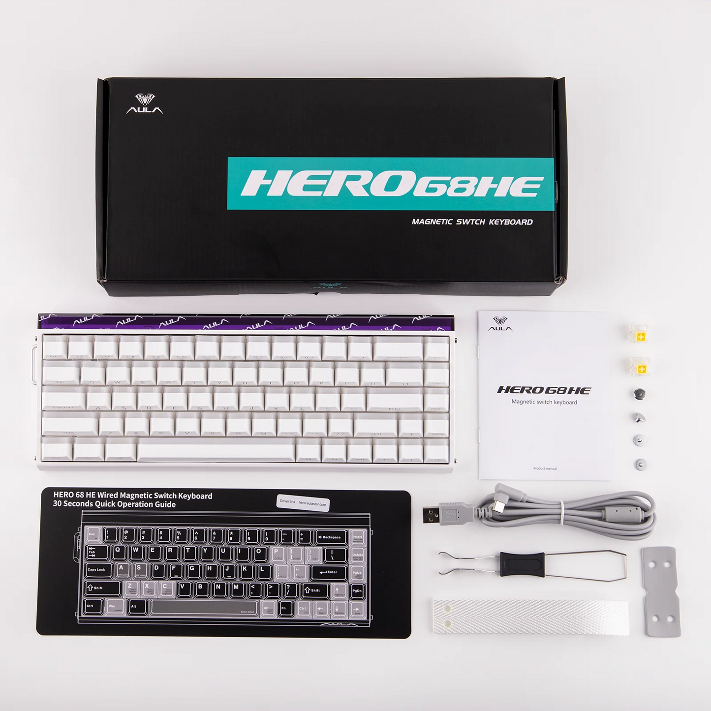 AULA Hero68 HE Magnetic Gaming Keyboard – 65% ANSI, Wired, Hall Effect Switches