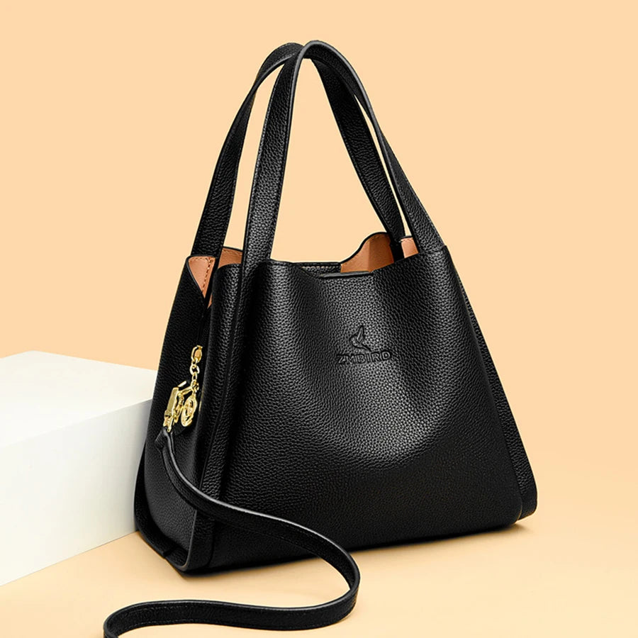 Soft PU Leather Tote Bag - Large Capacity Women's Shoulder Handbag