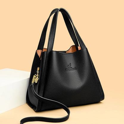Soft PU Leather Tote Bag - Large Capacity Women's Shoulder Handbag