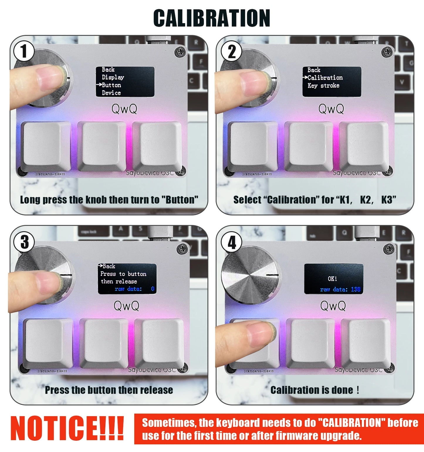SayoDevice O3C Rapid Trigger Magnetic Switch Keyboard – RGB, Volume Knob, DJMAX/SDVX/Geometry Dash