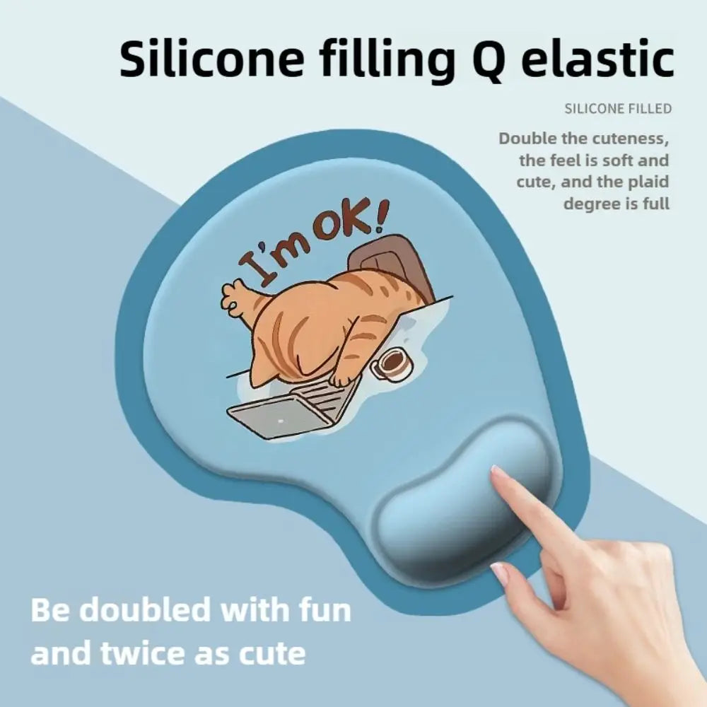 Cartoon Animal Mouse Pad with Wrist Rest – Non-Slip Silicone, Ergonomic, Cute Design