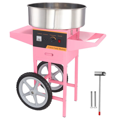 SucceBuy Electric Cotton Candy Machine with Cart | 1000W Commercial Floss Maker | Stainless Steel