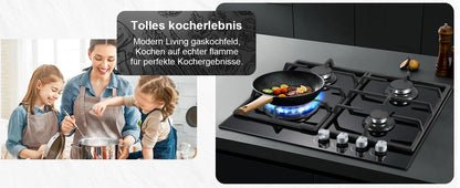 TopStrong 58cm Gas Hob | 4 Burner Dual Fuel NG/LPG | 8060W | CE Certified