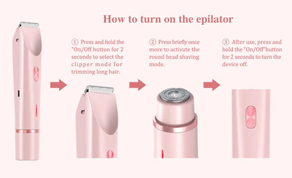 Electric Razor for Women – 2-in-1 Bikini & Body Hair Trimmer, IPX7 Waterproof, Wet & Dry Use