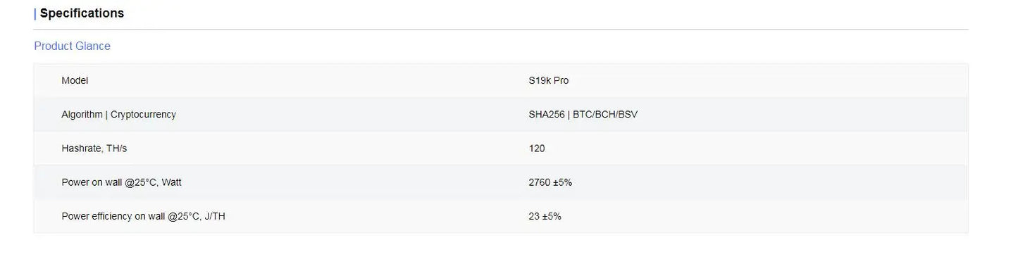 Antminer S19K Pro Bitcoin Miner – 110T/115T/120T, SHA-256, 2760W