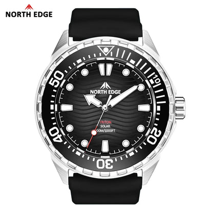NORTH EDGE TRITON Solar Dive Watch – Men's Luxury Quartz, 316L Steel, 300M Waterproof, 2025