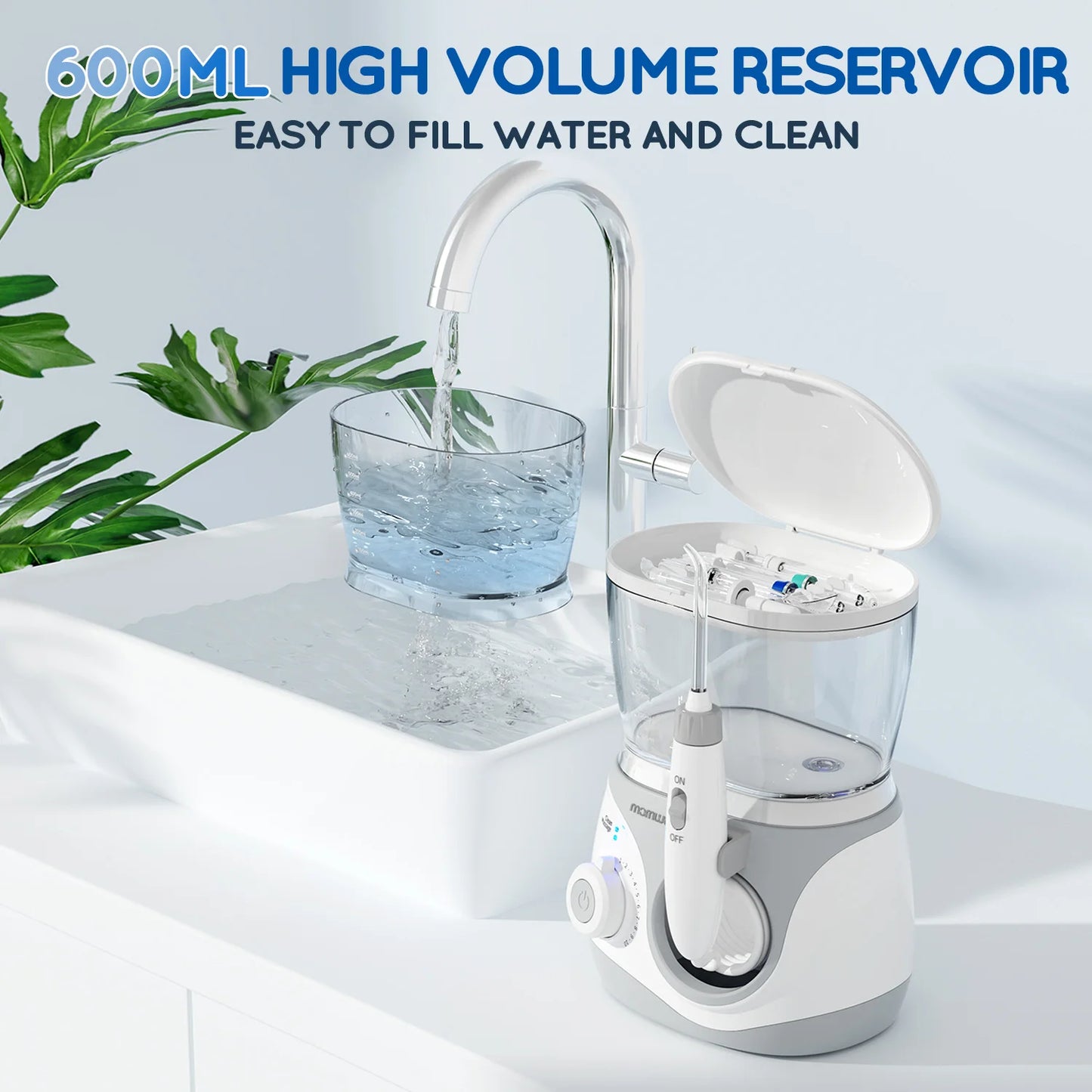 Home Water Flosser 600ml | 10 Pressure Settings | 6 Nozzles | EU Plug | Professional Oral Irrigator