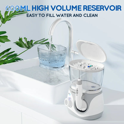 Home Water Flosser 600ml | 10 Pressure Settings | 6 Nozzles | EU Plug | Professional Oral Irrigator