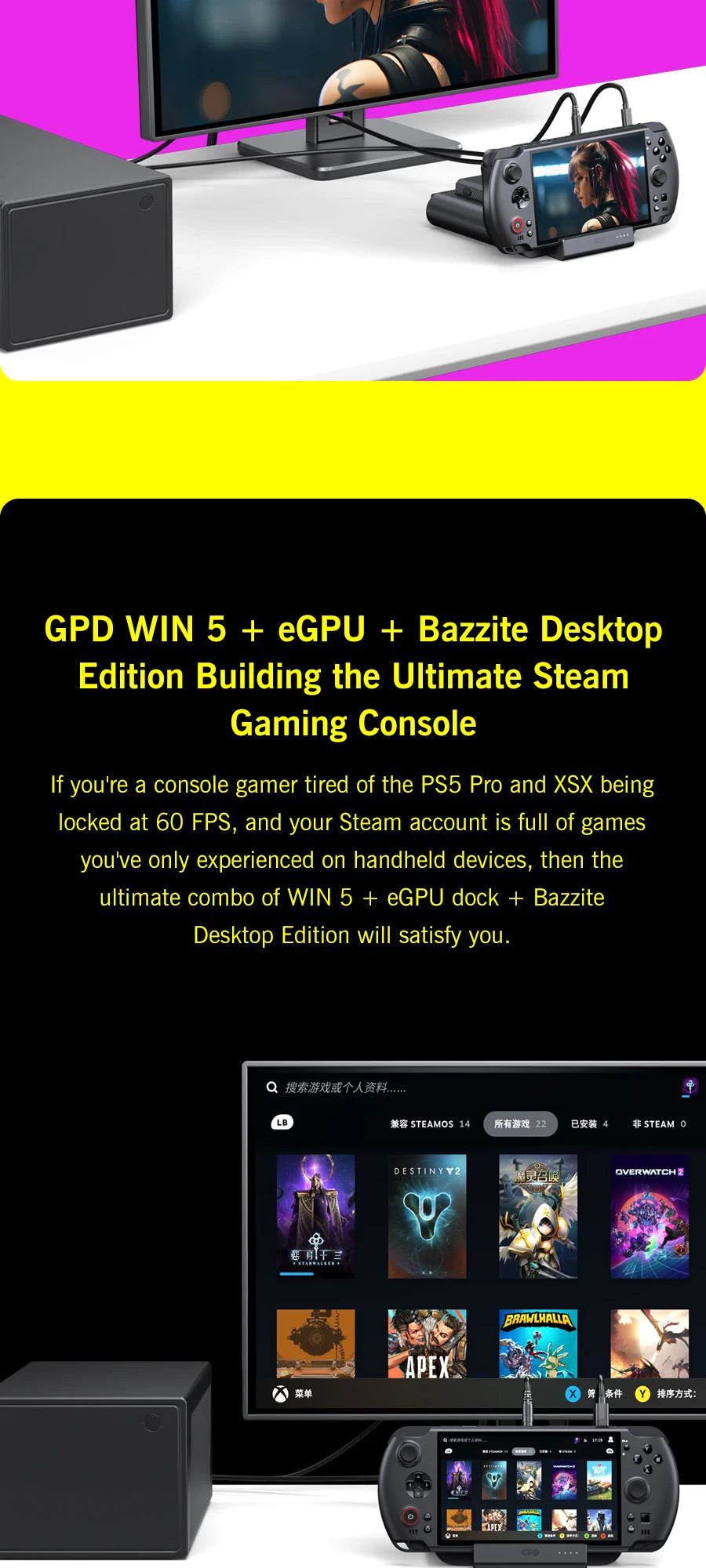 GPD WIN 5 Handheld Gaming PC – AMD Ryzen AI, 7" OLED 120Hz, 32/64GB DDR5, up to 2TB SSD, Windows 11