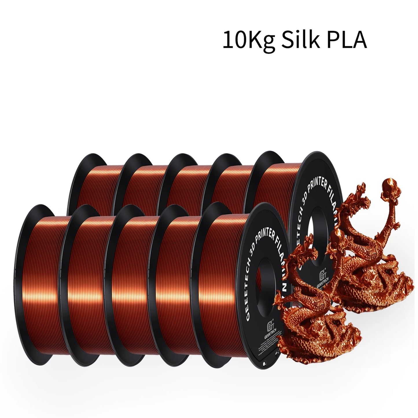 GEEETECH 3D Printer Filament – 10KG Box, 1.75mm Matte / PETG / Silk PLA / TPU / ABS, Safe Materials