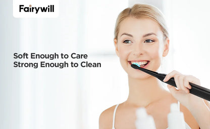 Fairywill FW-D7 Electric Sonic Toothbrush | USB Rechargeable, Waterproof, 8 Replacement Heads