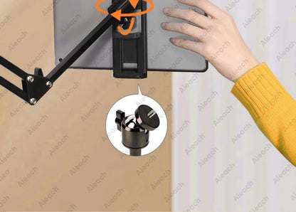 AIEACH 360° Rotating Bed Tablet Stand – 90cm Metal Arm, Fits 4.7–12.9" Phones & Tablets