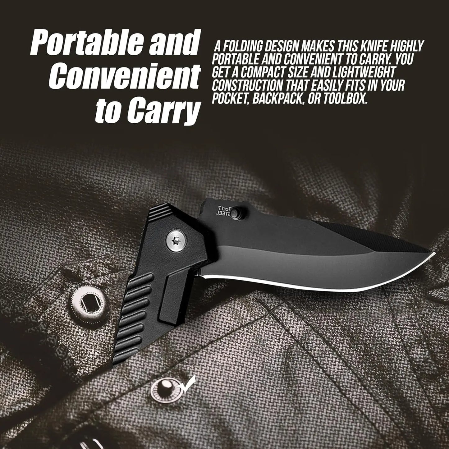 Stainless Steel Folding Pocket Knife with Clip – EDC Camping & Fishing Knife